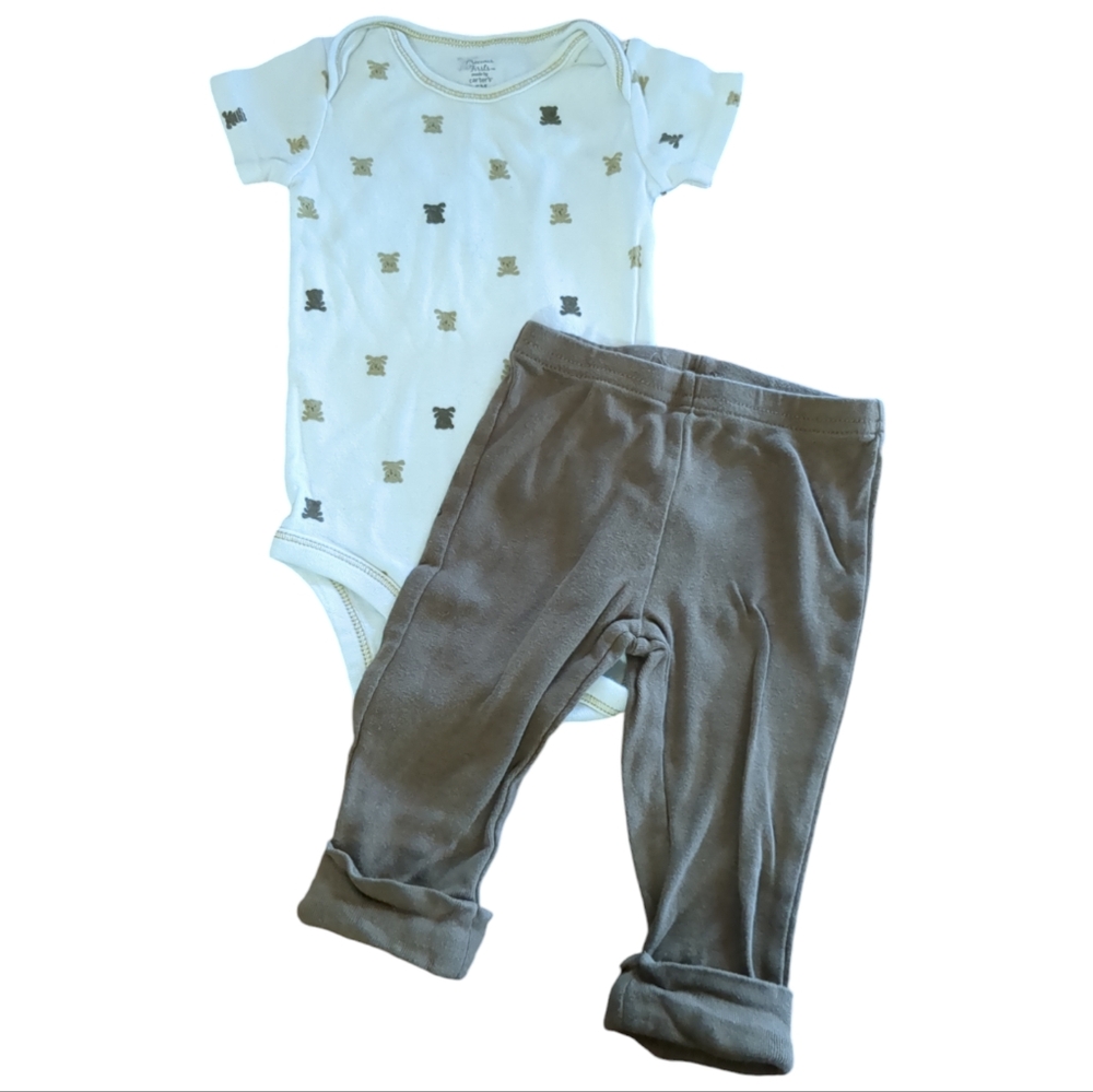 🍁2/$7🍁 PRECIOUS FIRSTS Brown and White Dog Print Outfit